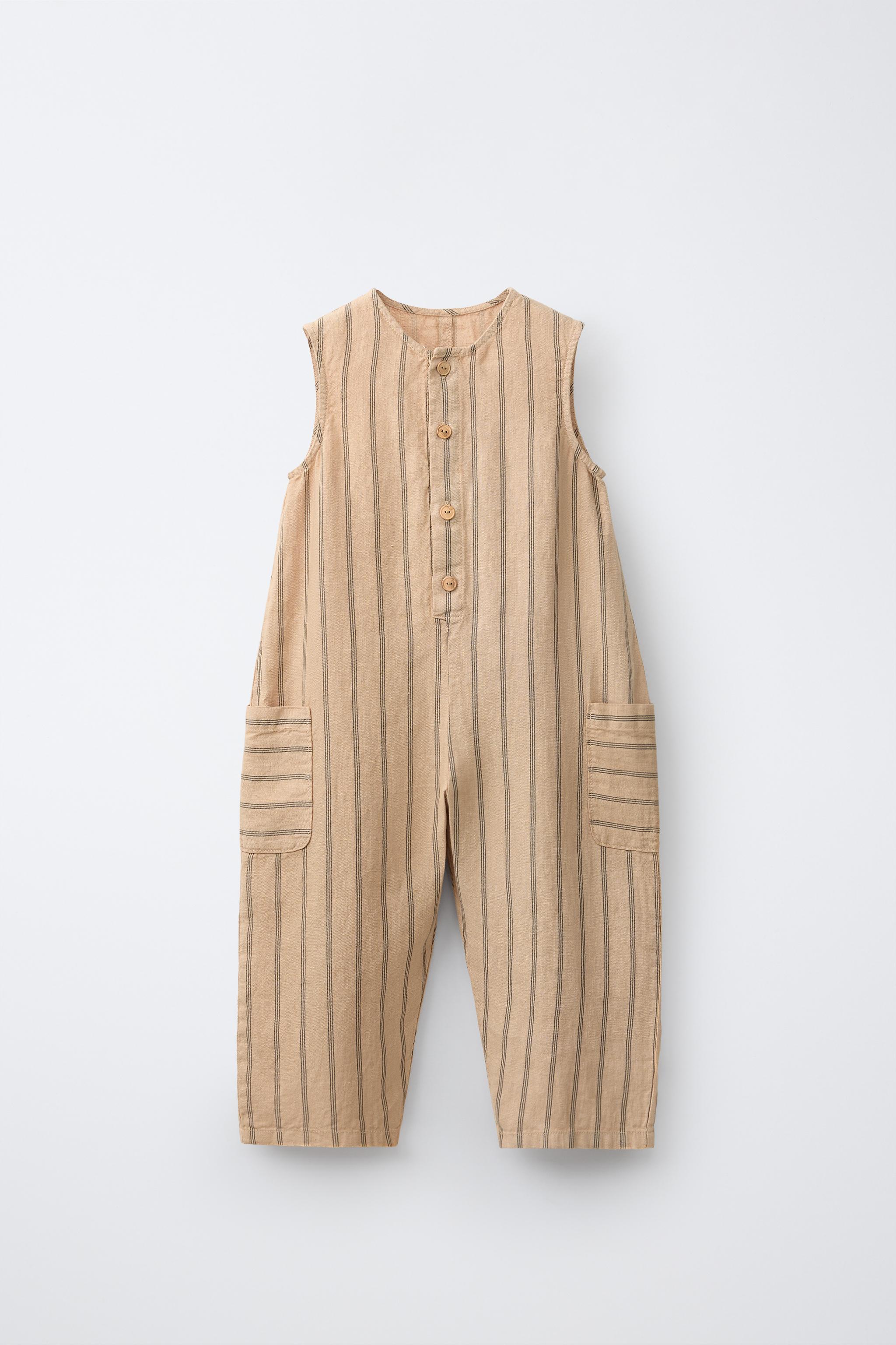 100% LINEN STRIPED JUMPSUIT